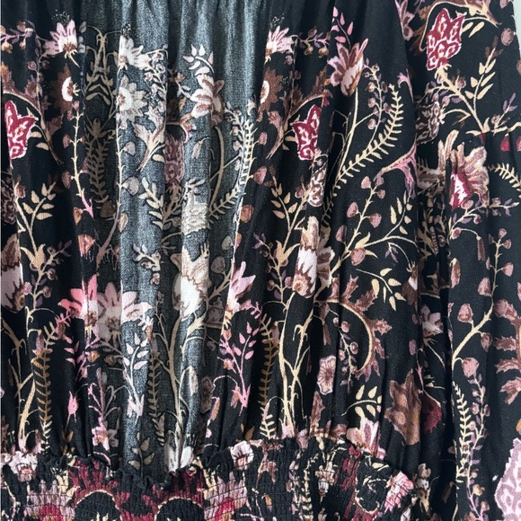 Free People Off-Shoulder Floral Romper in Black and Pink - Picture 9 of 9